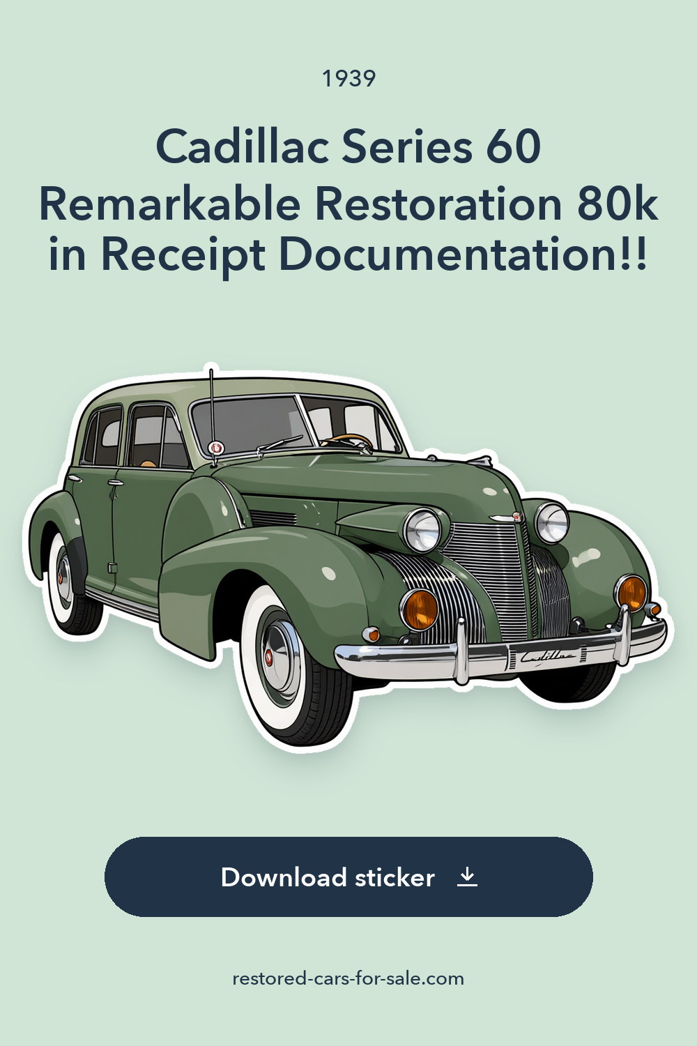 1939 Cadillac Series 60 Remarkable Restoration 80k in Receipt Documentation!! sticker preview